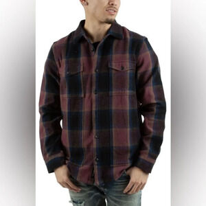 VANS Plaid Oversized Heavyhitter Flannel Button Down Shacket Shirt Sz S